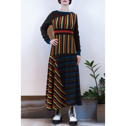 Maxi Dress with Colorful Stripes